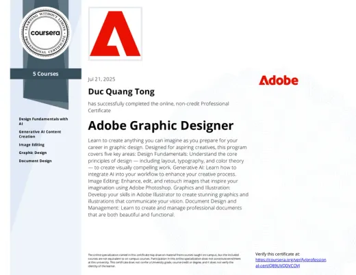 Adobe Graphic Designer certificate